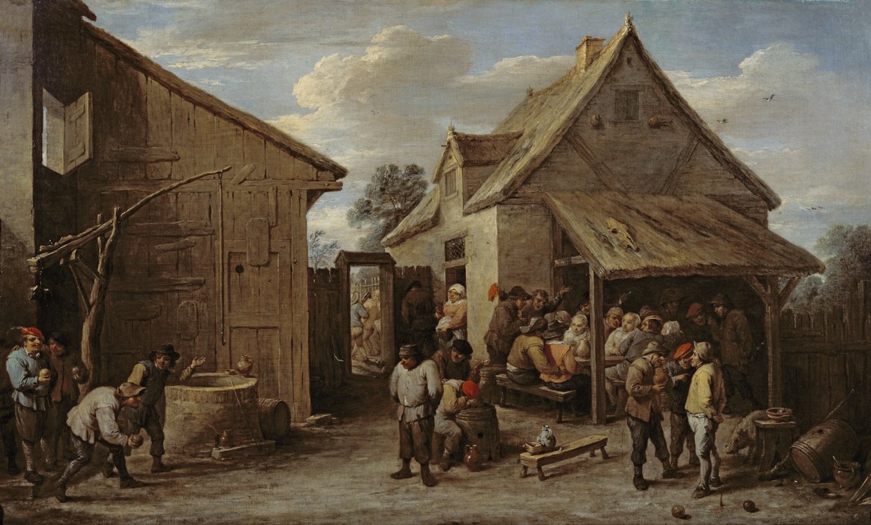 O pátio de uma pousada de David Teniers the Younger