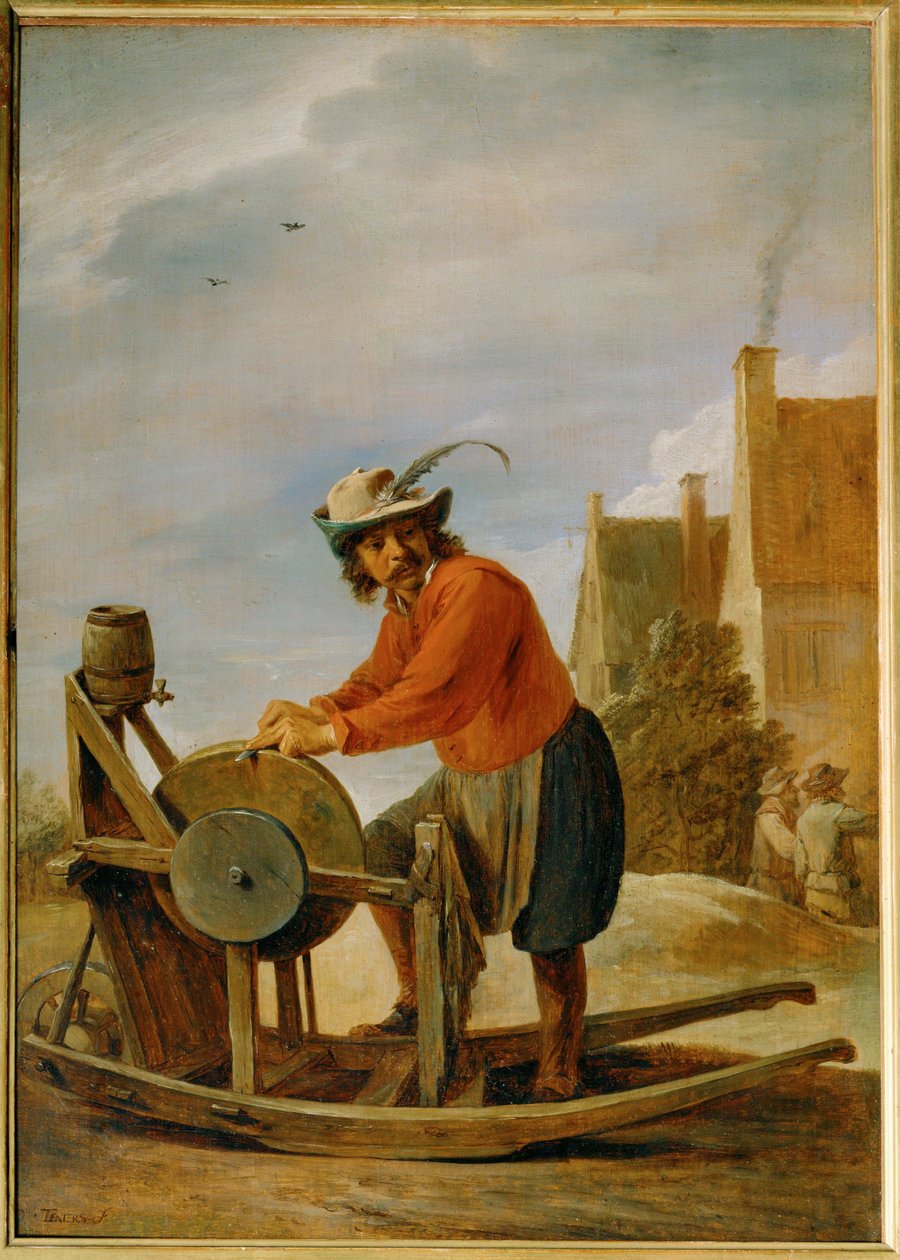 O amolador de facas ... de David the Younger Teniers