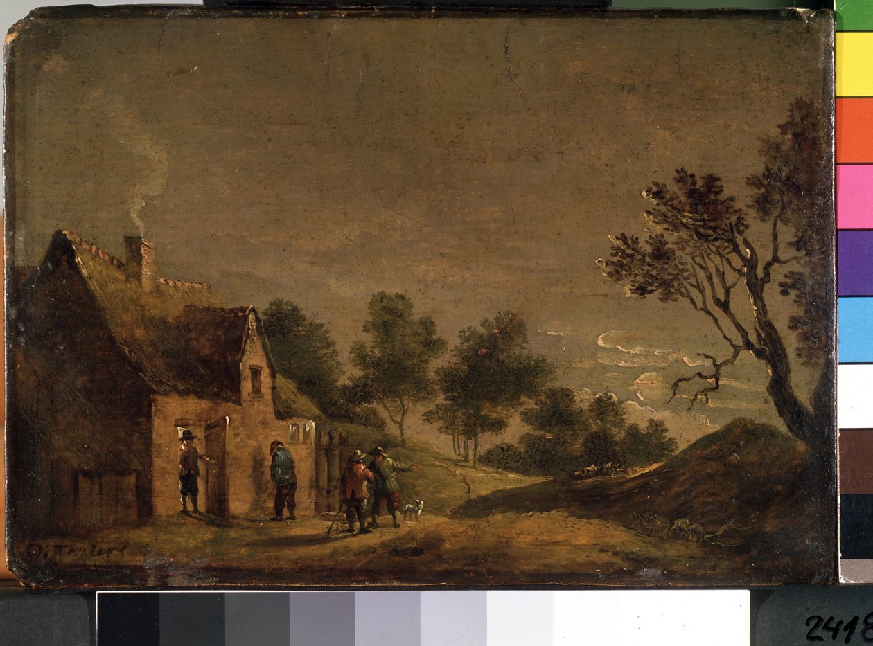 Uma taverna à noite. Pintura por David Teniers o mais novo (1610-1690). Óleo sobre madeira de David Teniers the Younger