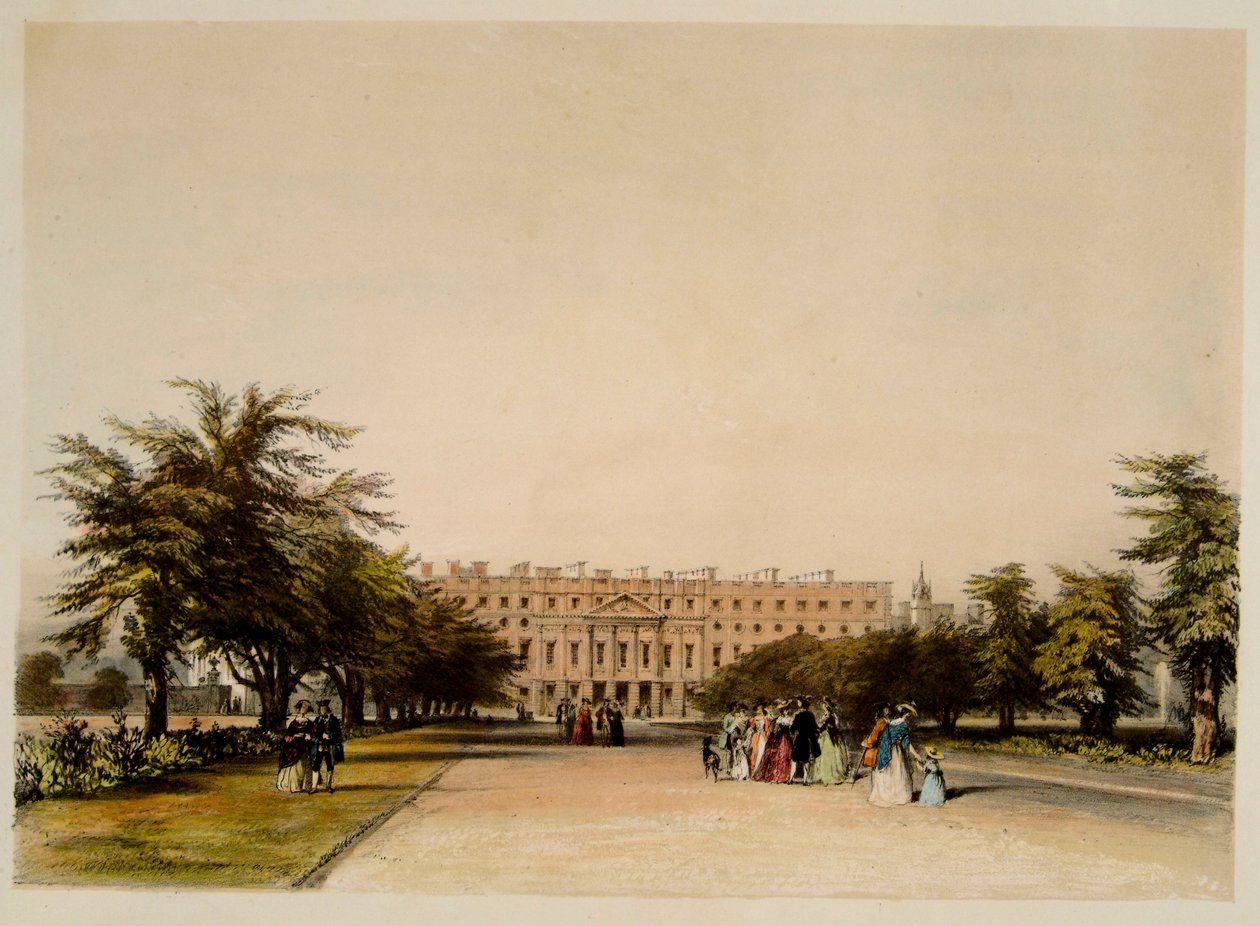 East Front e Great Fountain Garden, Hampton Court (aguarela sobre papel) de David the younger Cox