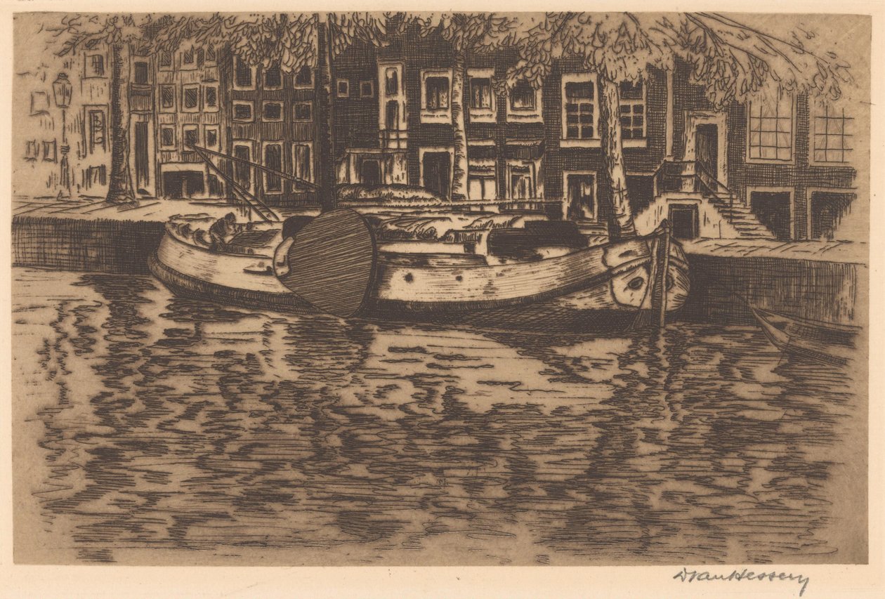 Fosso com veleiro amarrado de David van Hessen (signed by artist)