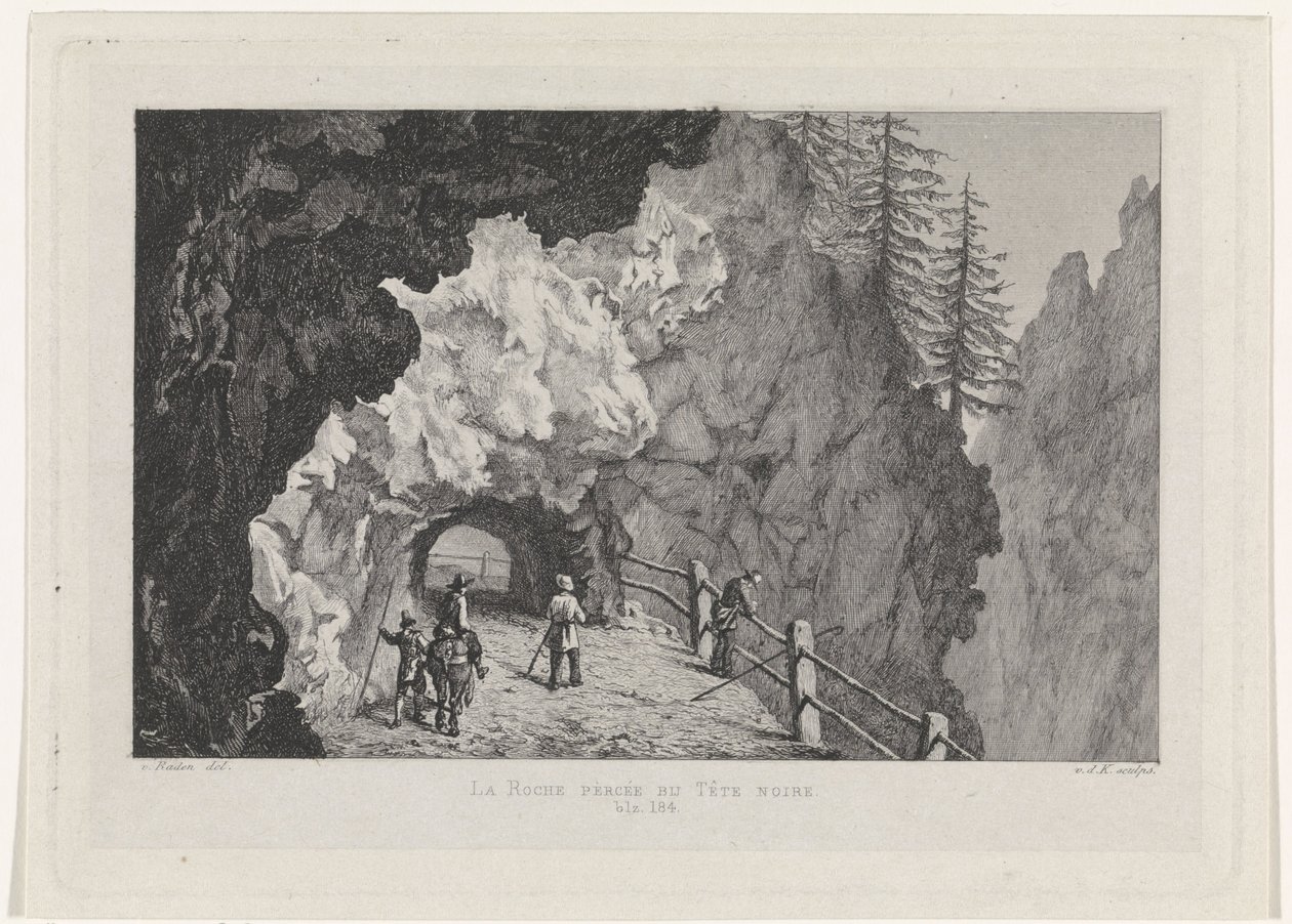 Passagem nas rochas La Roche percée em Tête Noire (título no objeto) de David van der Kellen