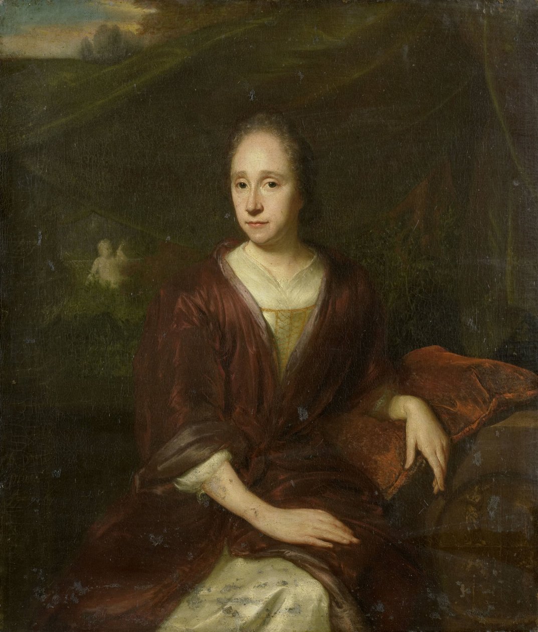 Retrato de Margaretha Nelis (1652-17050, segunda esposa de Casparus Commelin). de David van der Plas