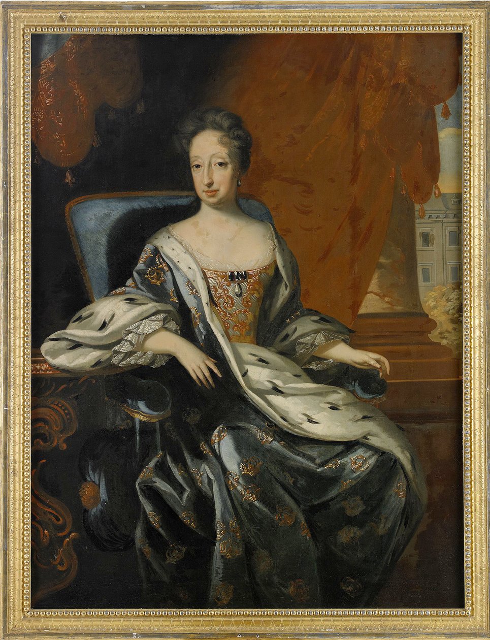 Portrait de Edwige Eleonore de Holstein Gottorp (1636-1715), reine de Suede et de Finlande (Hedvig Eleonora de Holstein-Gottorp, rainha da Suécia) - Peinture de David von Krafft (1655-1724), huile sur toile (143x107 cm) - Colecção privada de David von Krafft