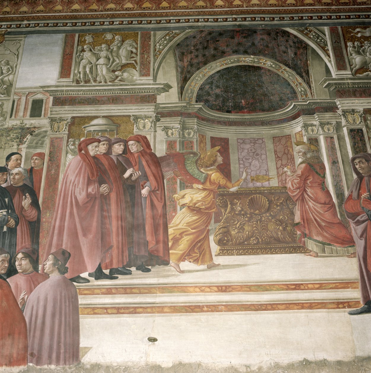 O anjo que aparece a São Zacarias no templo, 1485-90 de Domenico Ghirlandaio