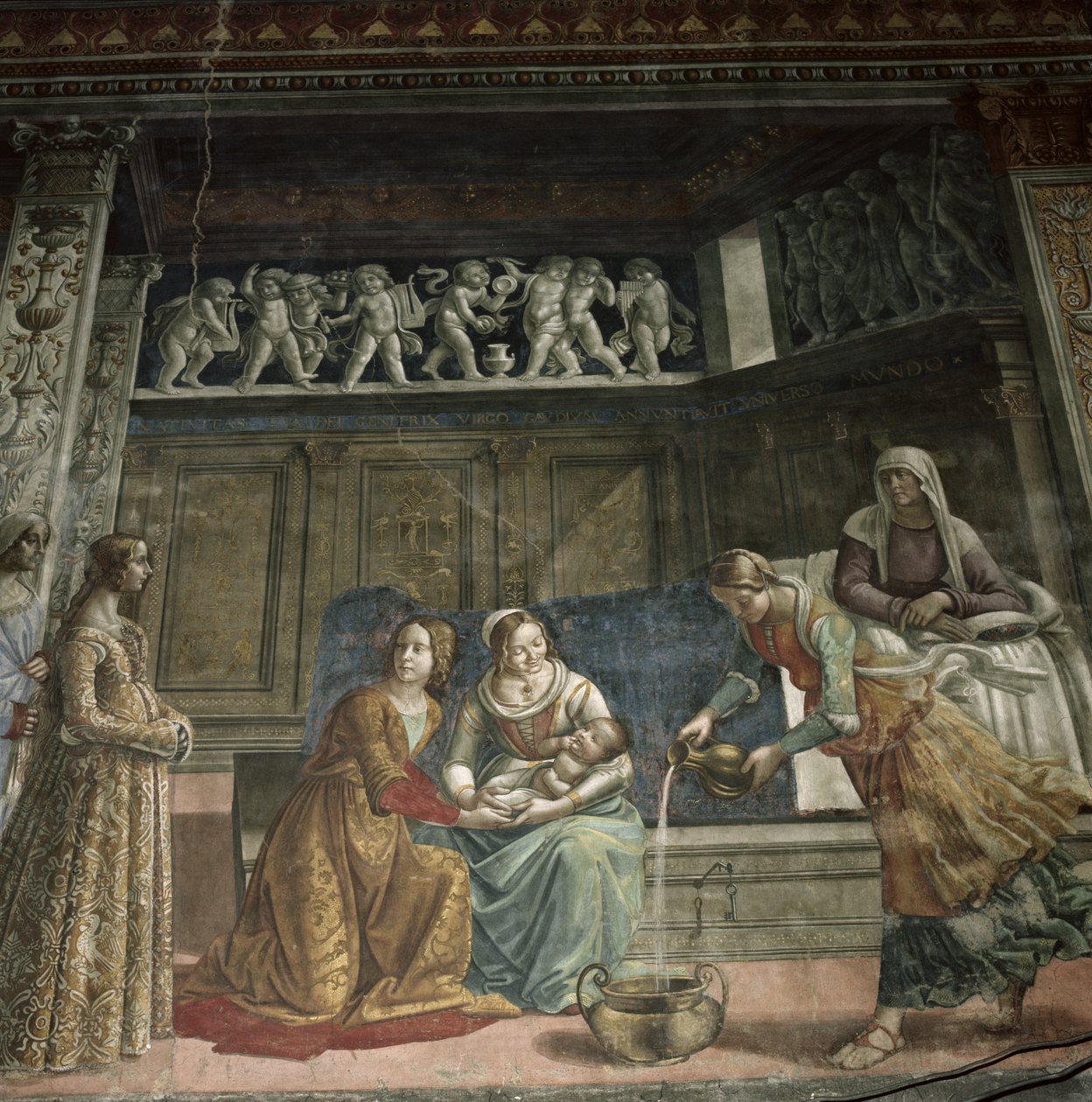 O Nascimento da Virgem, 1485-90 (detalhe) de Domenico Ghirlandaio