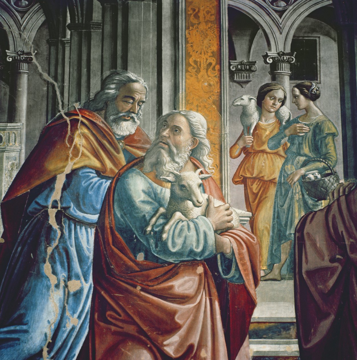 A Expulsão de Joaquim do Templo, detalhe, 1485-90 de Domenico Ghirlandaio