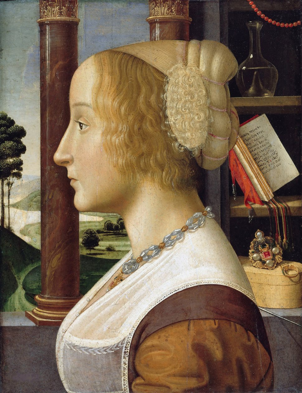 Retrato de perfil de uma jovem mulher de Davide Ghirlandaio