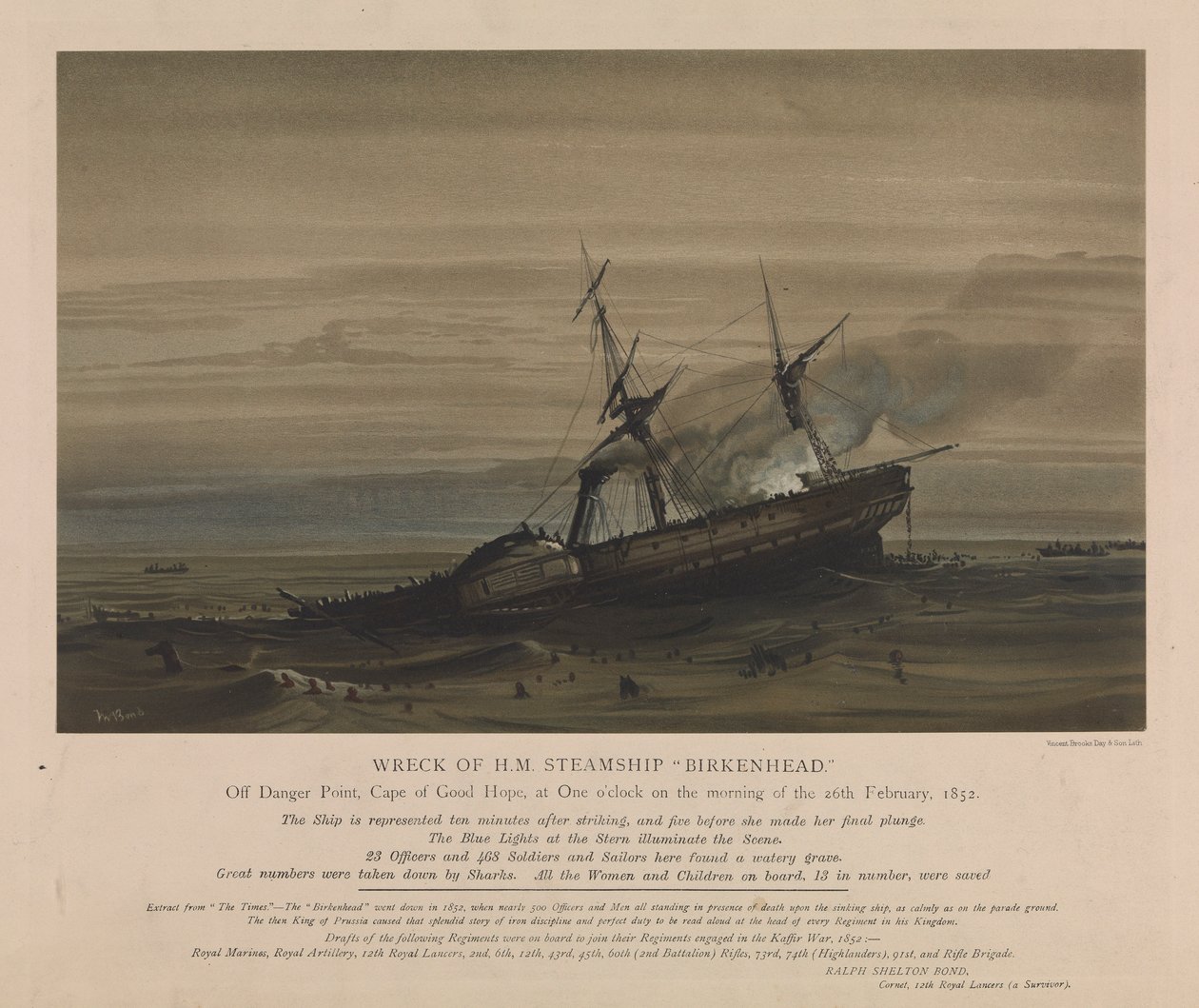 Naufrágio do navio a vapor H.M. "Birkenhead", 26 de fevereiro de 1852 de Day & Son