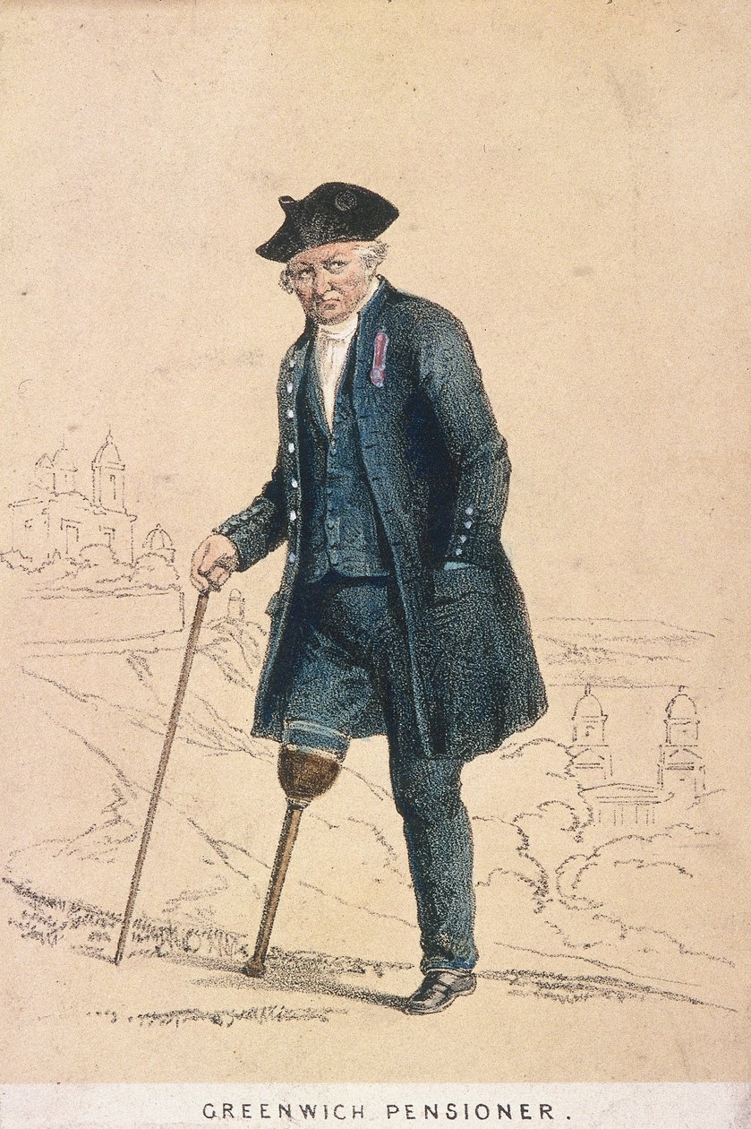 Um pensionista de Greenwich com uma perna, 1855 de Day and Son
