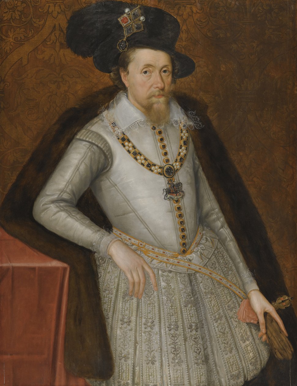 Retrato do rei James I da Inglaterra 1566-1625, início do século XVII de De Critz