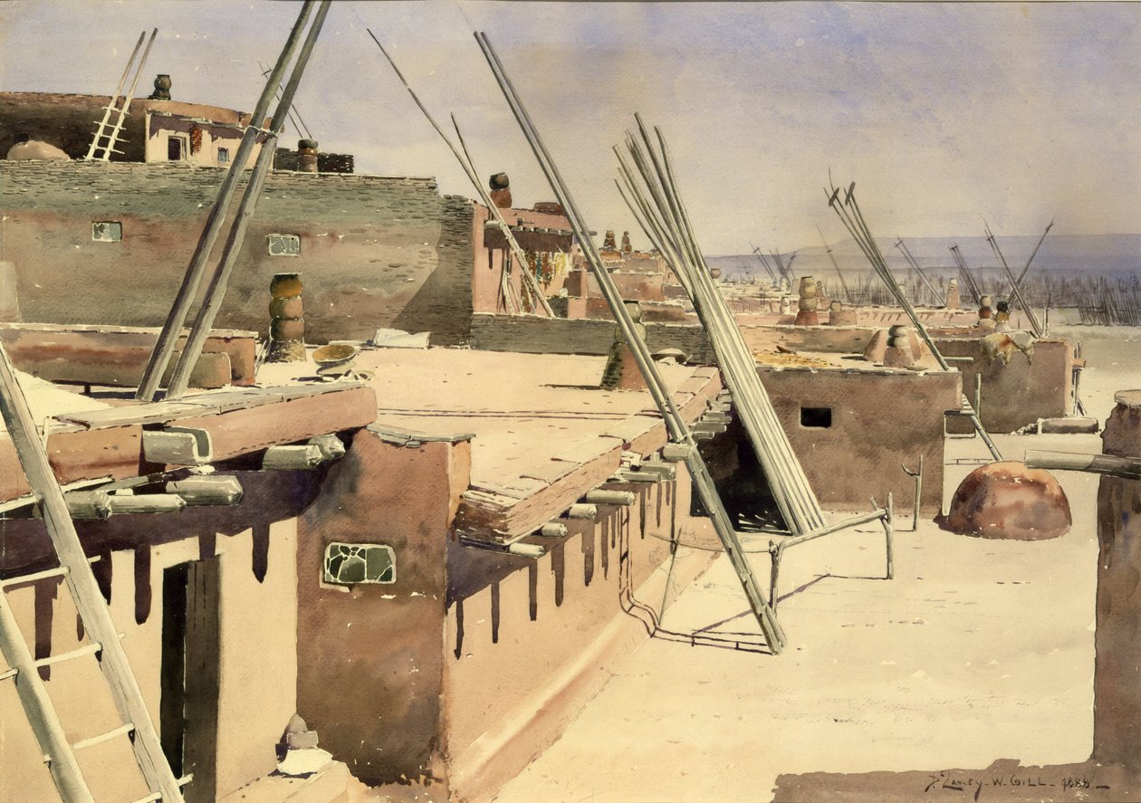 Rua no Pueblo de Zuni, Novo México, 1888. de De Lancey Gill
