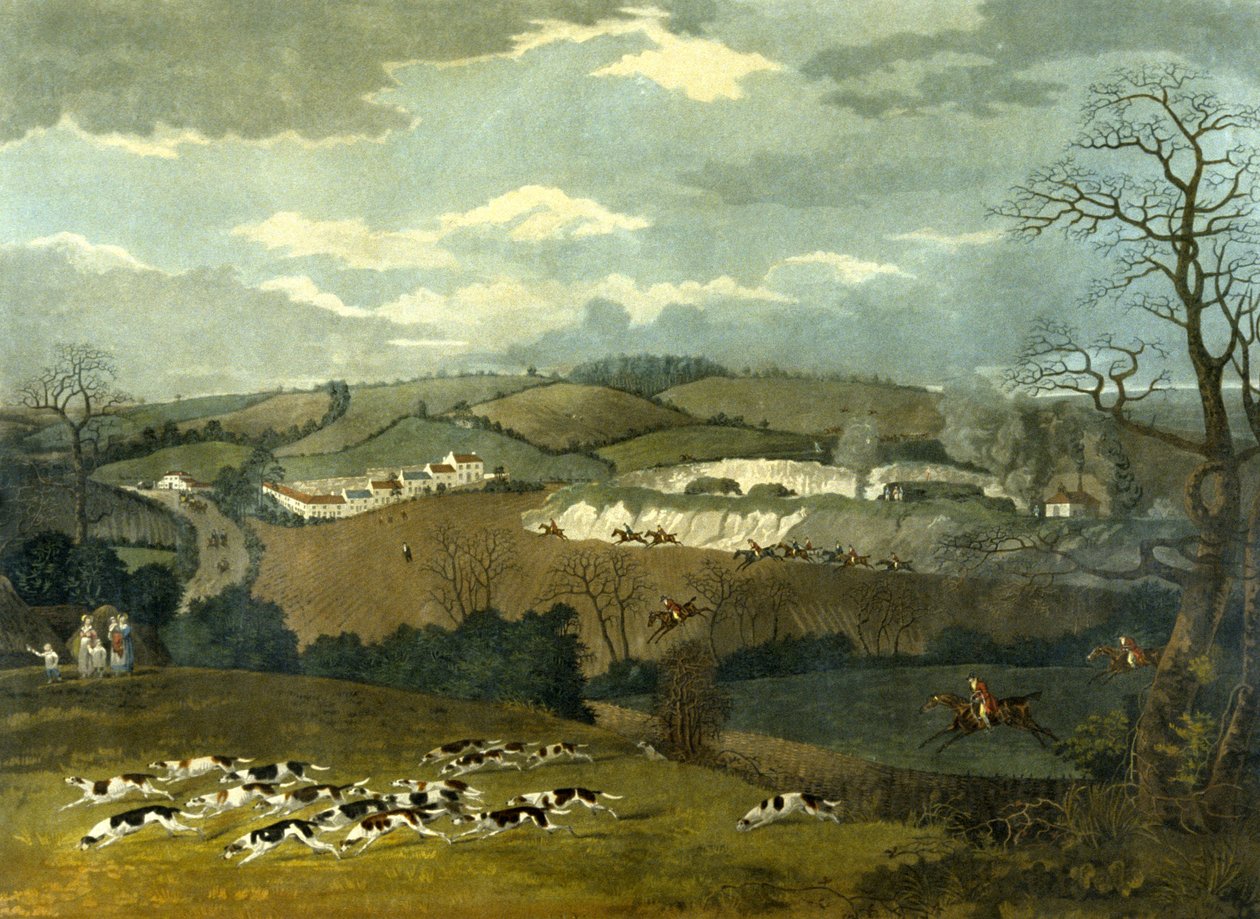 Full Cry, gravado por R.G. Reeve, c.1830 (cor litho) de Dean Snr. (after) Wolstenholme