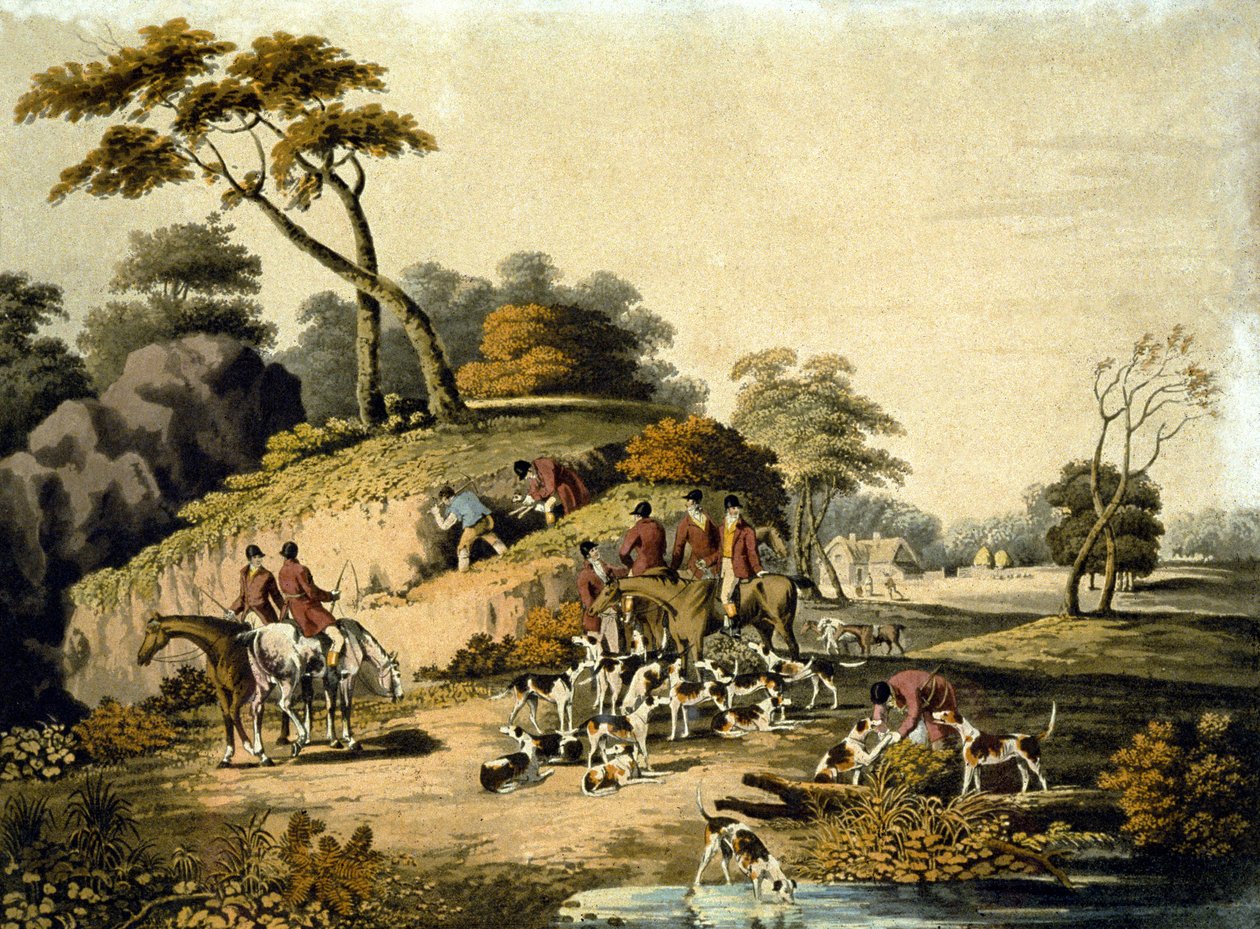 Bom dia, Foxhunting, gravado por J.H. Clarke e F. Jeakes de Dean Snr. (after) Wolstenholme