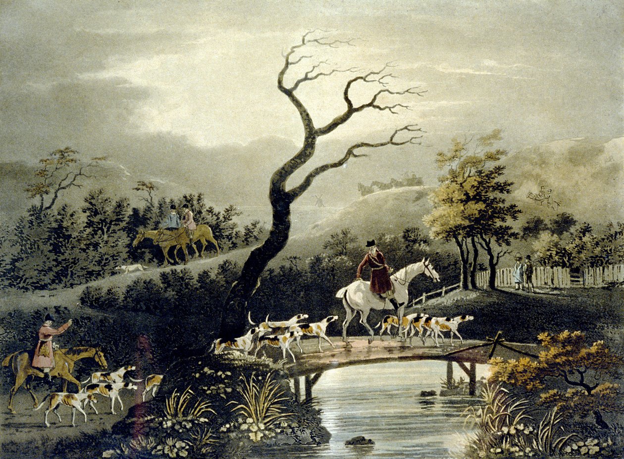 Night, Foxhunting, gravado por J.H. Clarke e F. Jeakes de Dean Snr. (after) Wolstenholme