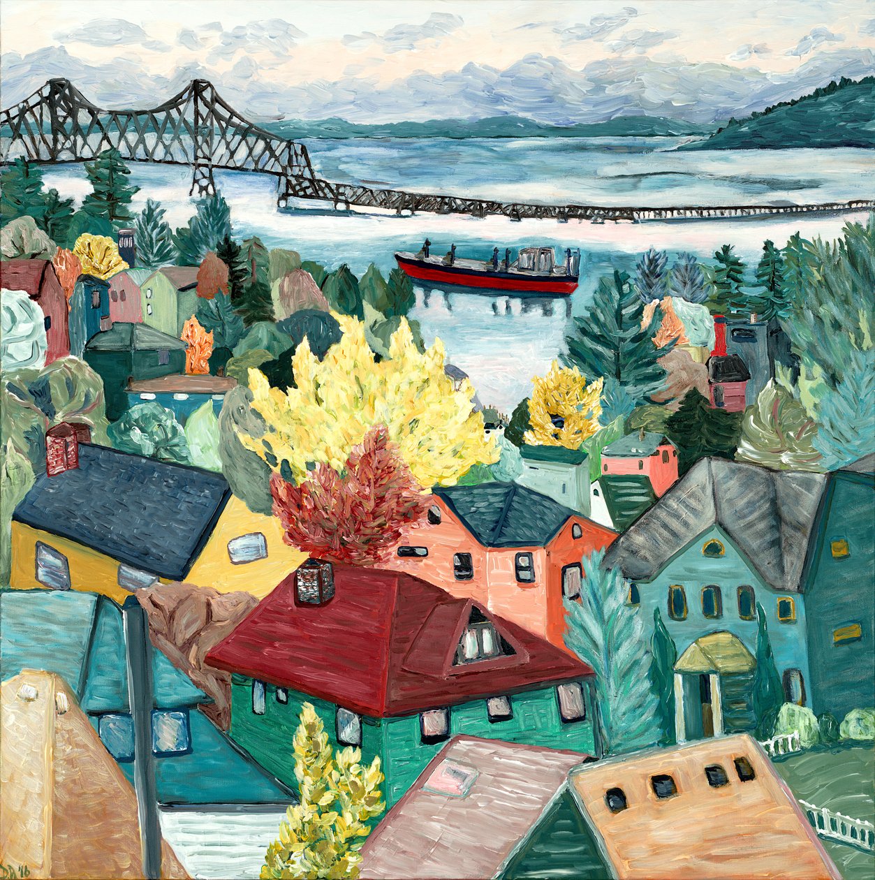 Vista de Astoria, 2015 (acrílico sobre tela) de Deborah Eve Alastra