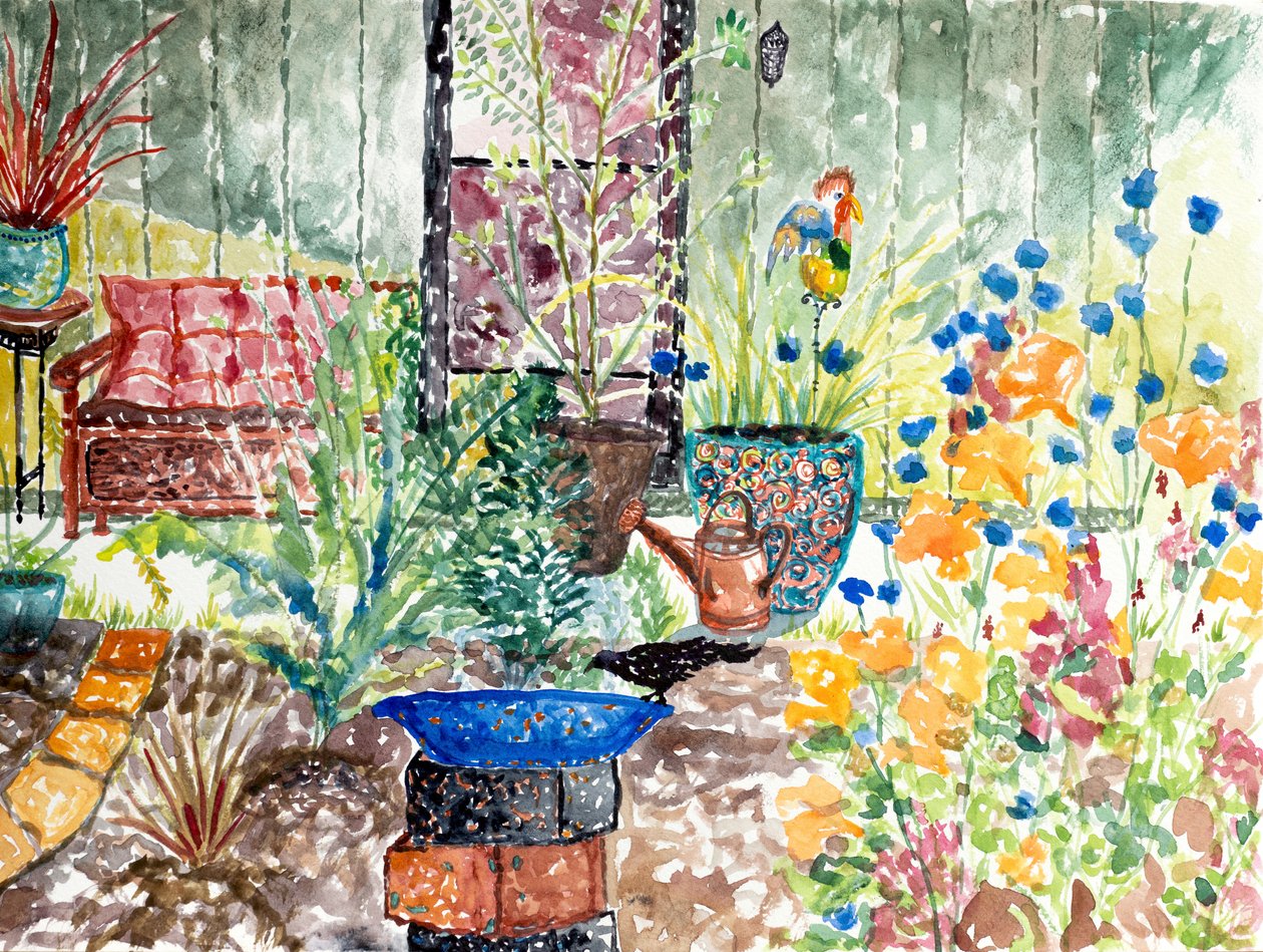 Jardim dos Corvos, 2024 (aguarela) de Deborah Eve Alastra