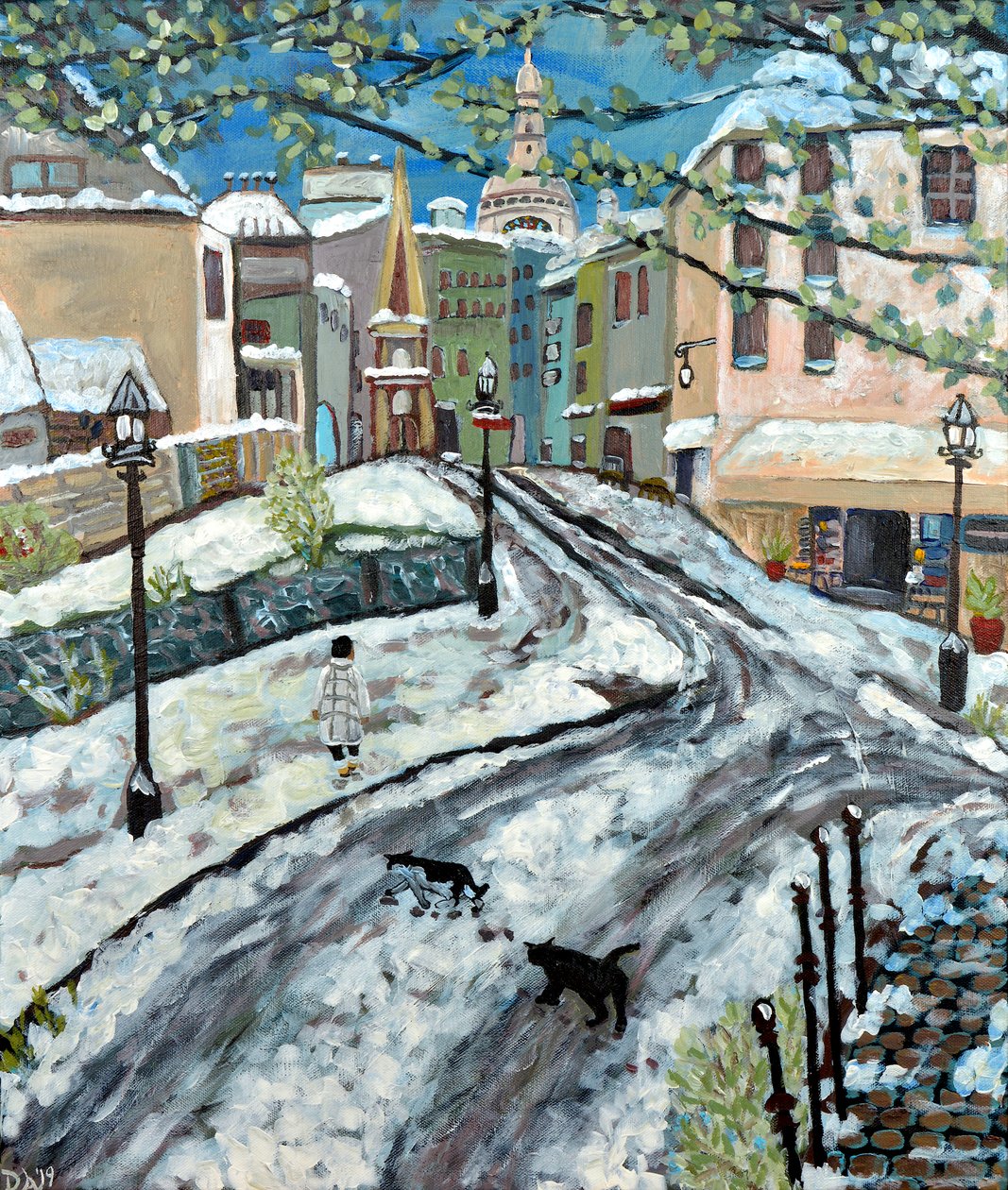Montmartre no início da neve, 2020, acrílico sobre tela de Deborah Eve Alastra