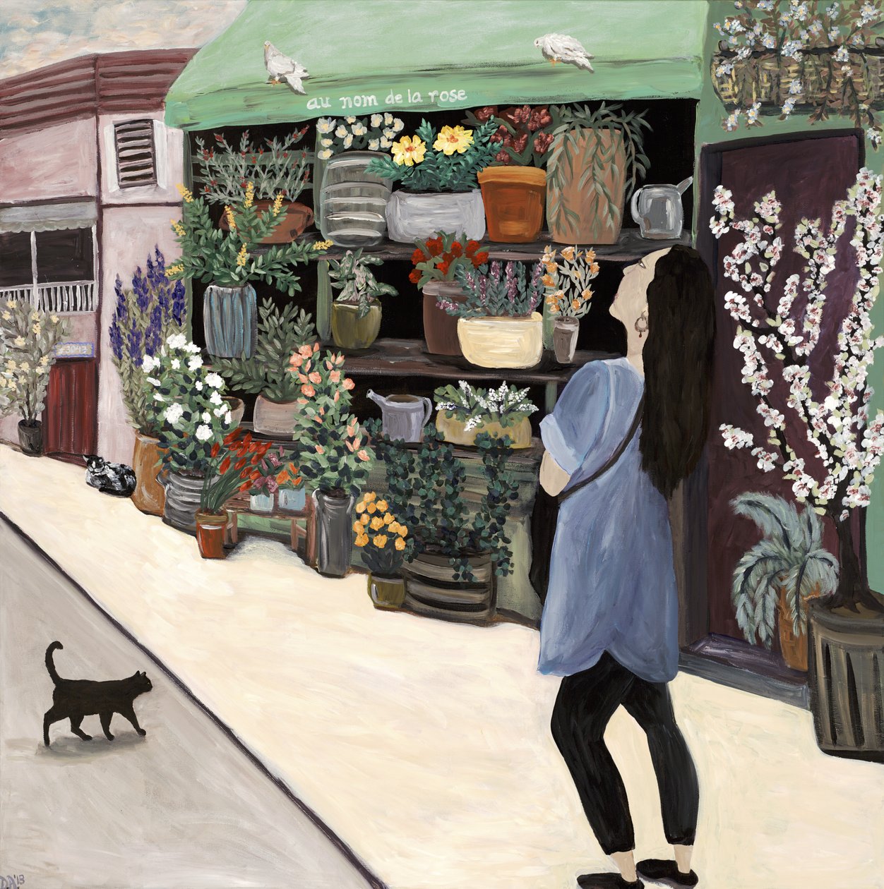 Loja de flores St. Germain, 2018 (acrílico sobre tela) de Deborah Eve Alastra