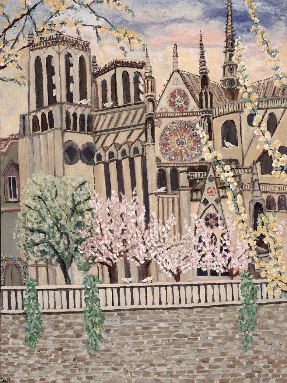 Pombas de Notre Dame, 2018 (acrílico sobre tela) de Deborah Eve Alastra