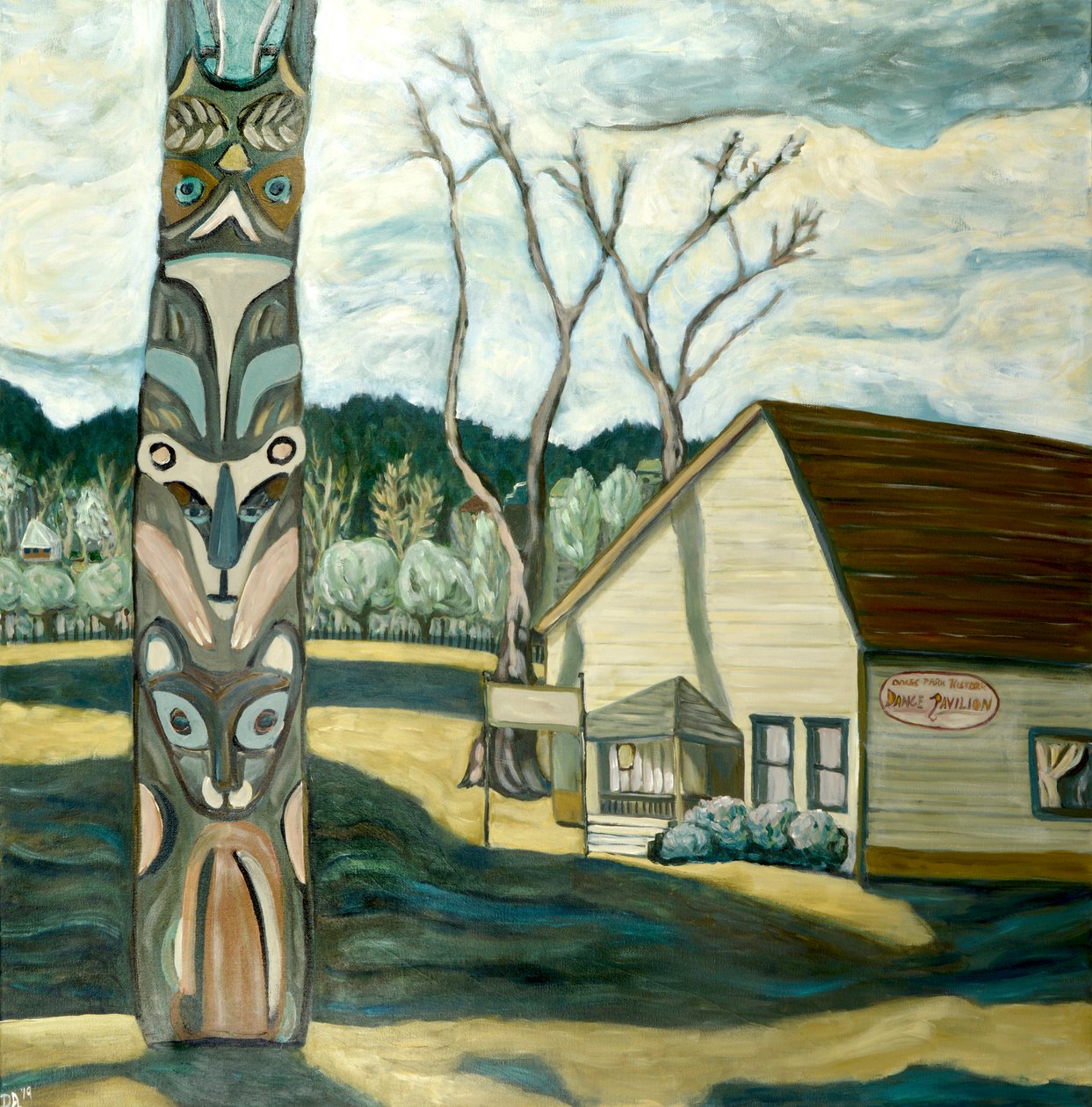 Totem de carvalhos, 2019 (acrílico sobre tela) de Deborah Eve Alastra