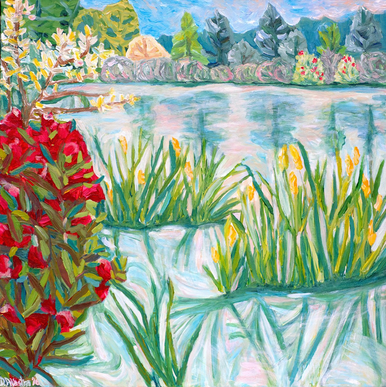 Red Rhodie, 2015 (acrílico sobre tela) de Deborah Eve Alastra