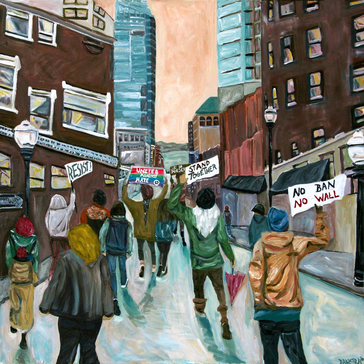 Resist, 2016 (acrílico sobre tela) de Deborah Eve Alastra