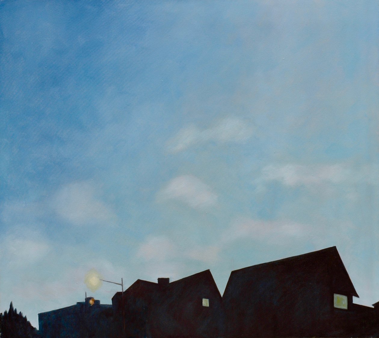 Telhados do crepúsculo, 2003 (óleo sobre tela) de Deborah Stevenson