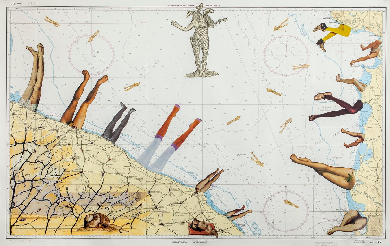 Sea Legs, 2016 (colagem sobre Carta Náutica) de Deirdre Kelly