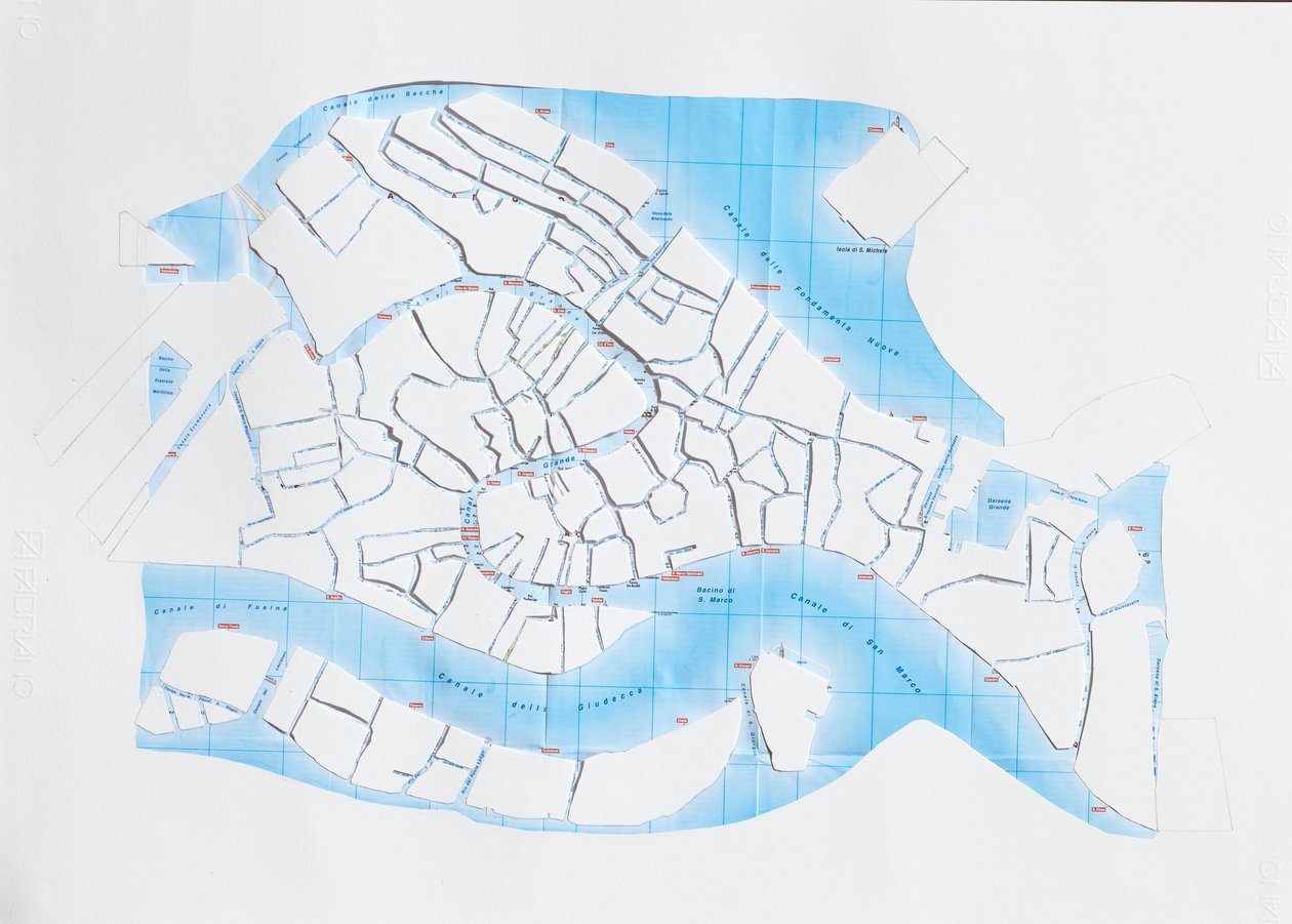 Venice Liquid Streets, 2008 (colagem de corte de papel) de Deirdre Kelly