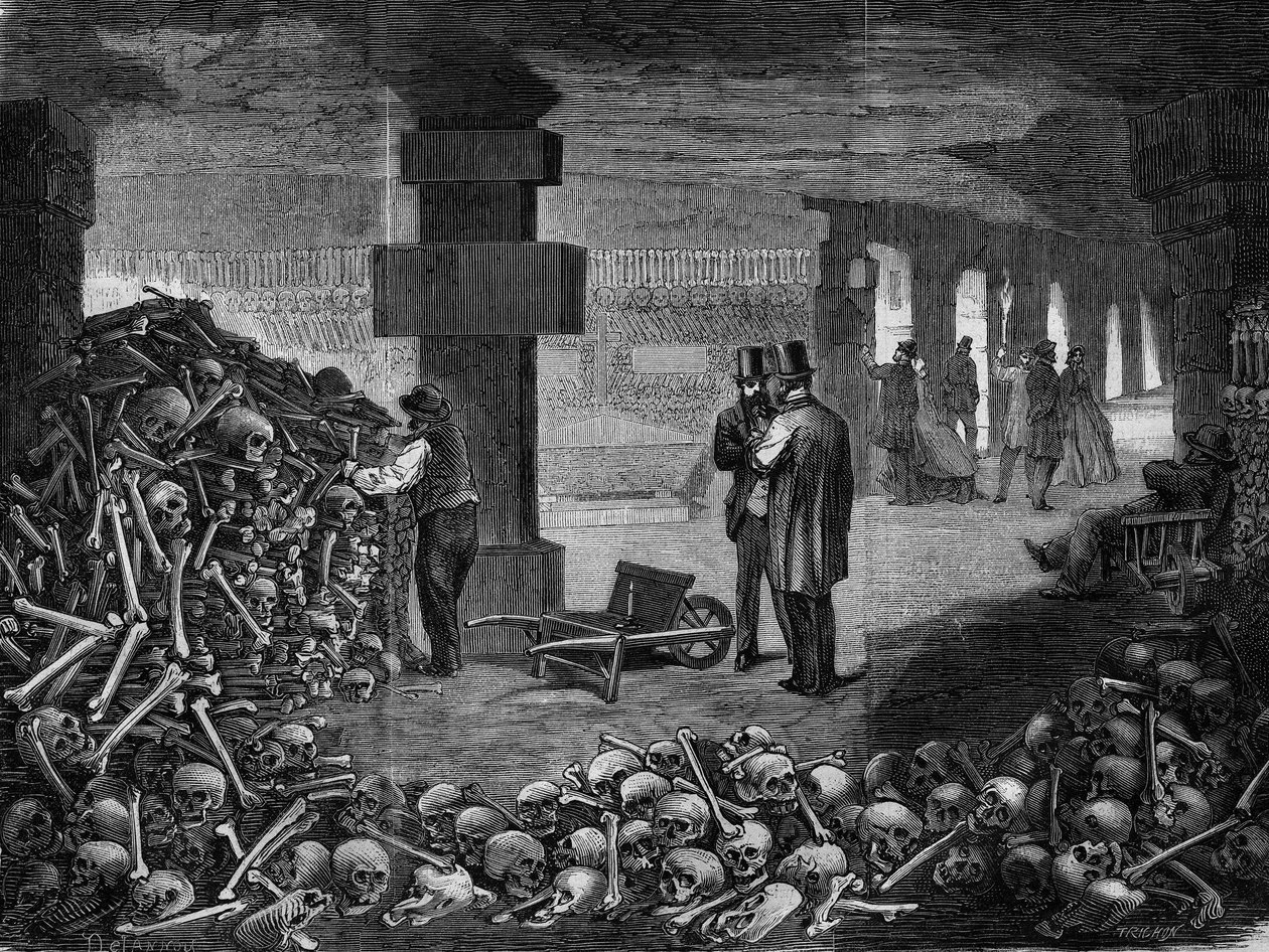 Paris, vista do cruzamento do memento nas catacumbas (gravura) 18§§ de Delannoy Delannoy