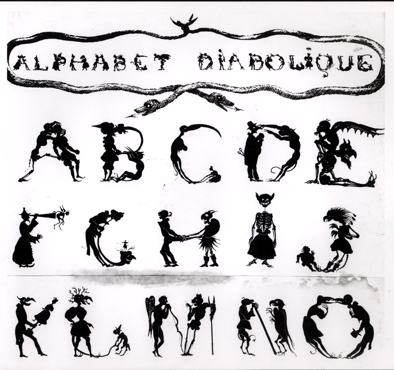 Alfabeto Diabólico, gravado por Delannois, 1825 (detalhe, ver também 184307, 184309 a 184312) de Delaporte