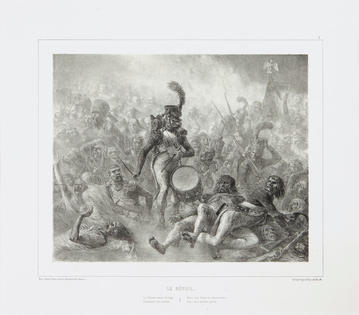 O tambor acordando os soldados mortos, 1842 de Denis Auguste Marie Raffet