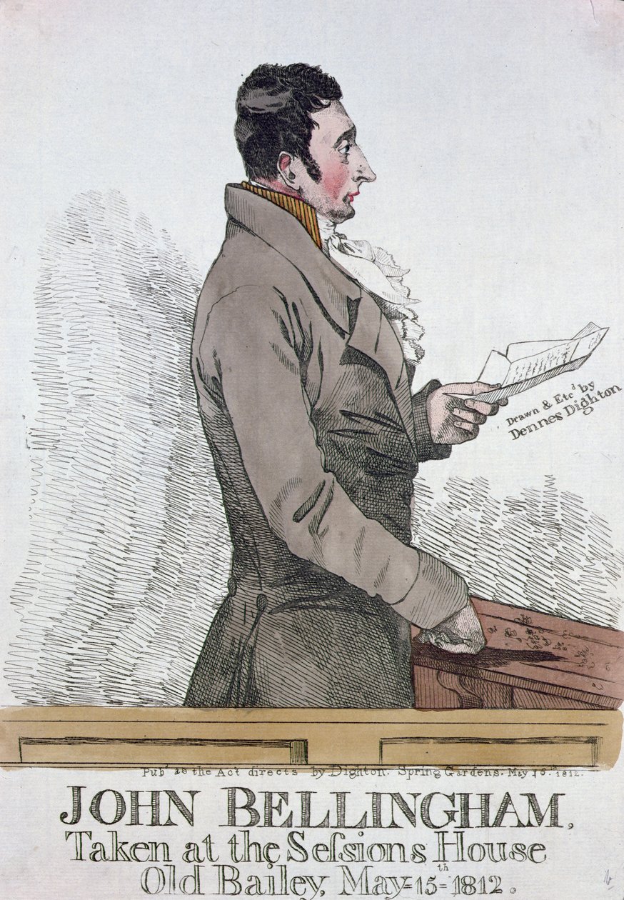 Retrato de John Bellingham (1770-1812) 1812 (gravura colorida) de Denis Dighton