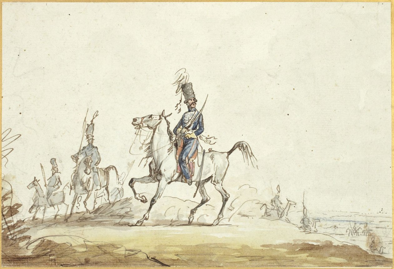 Cavaleiros numa colina de Denis-Auguste-Marie Raffet