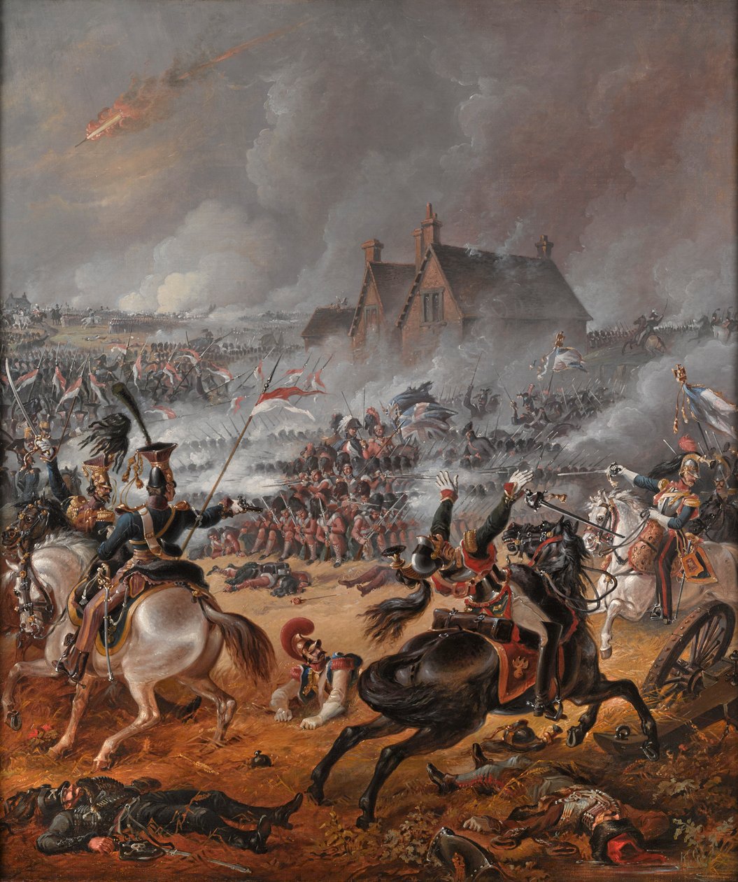 A Batalha de Waterloo (óleo sobre tela) de Denis (follower of) Dighton