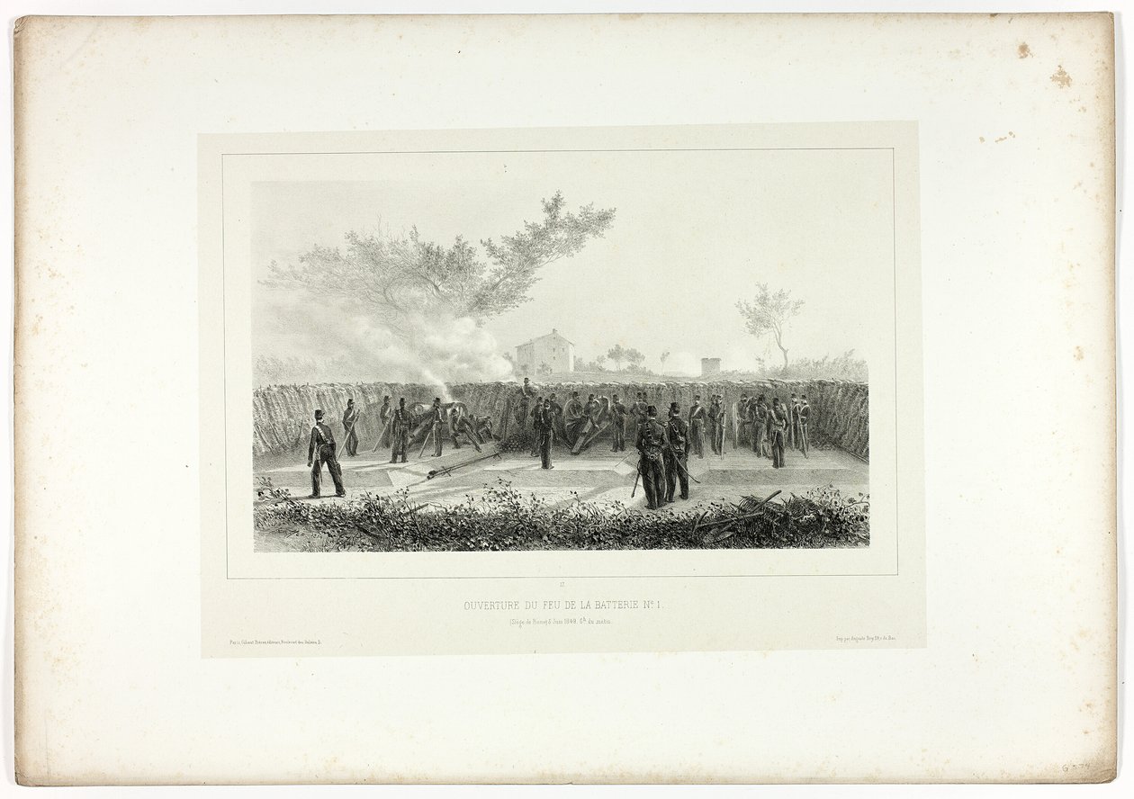 Bateria No.1 abre fogo, de Souvenirs of Italy: Rome Expedition de Denis Auguste Marie Raffet