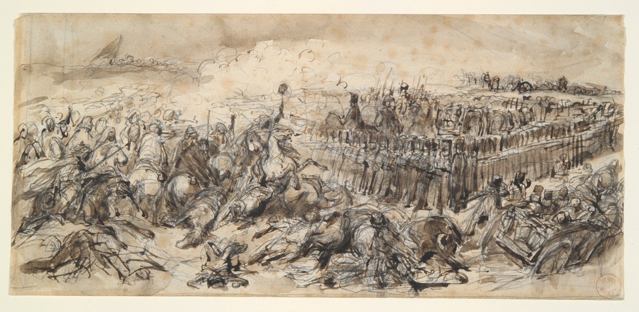 Cena de batalha (Estudo para a 2ª Cavalaria Ligeira que resiste ao massacre dos árabes) de Denis Auguste Marie Raffet