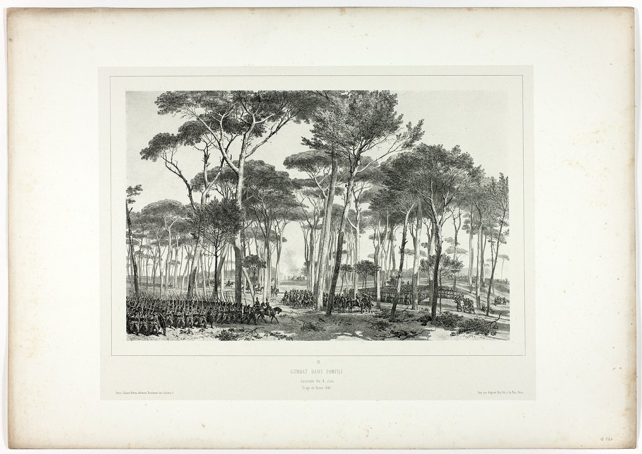 Combate em Pamfili, de Souvenirs of Italy: Rome Expedition de Denis Auguste Marie Raffet