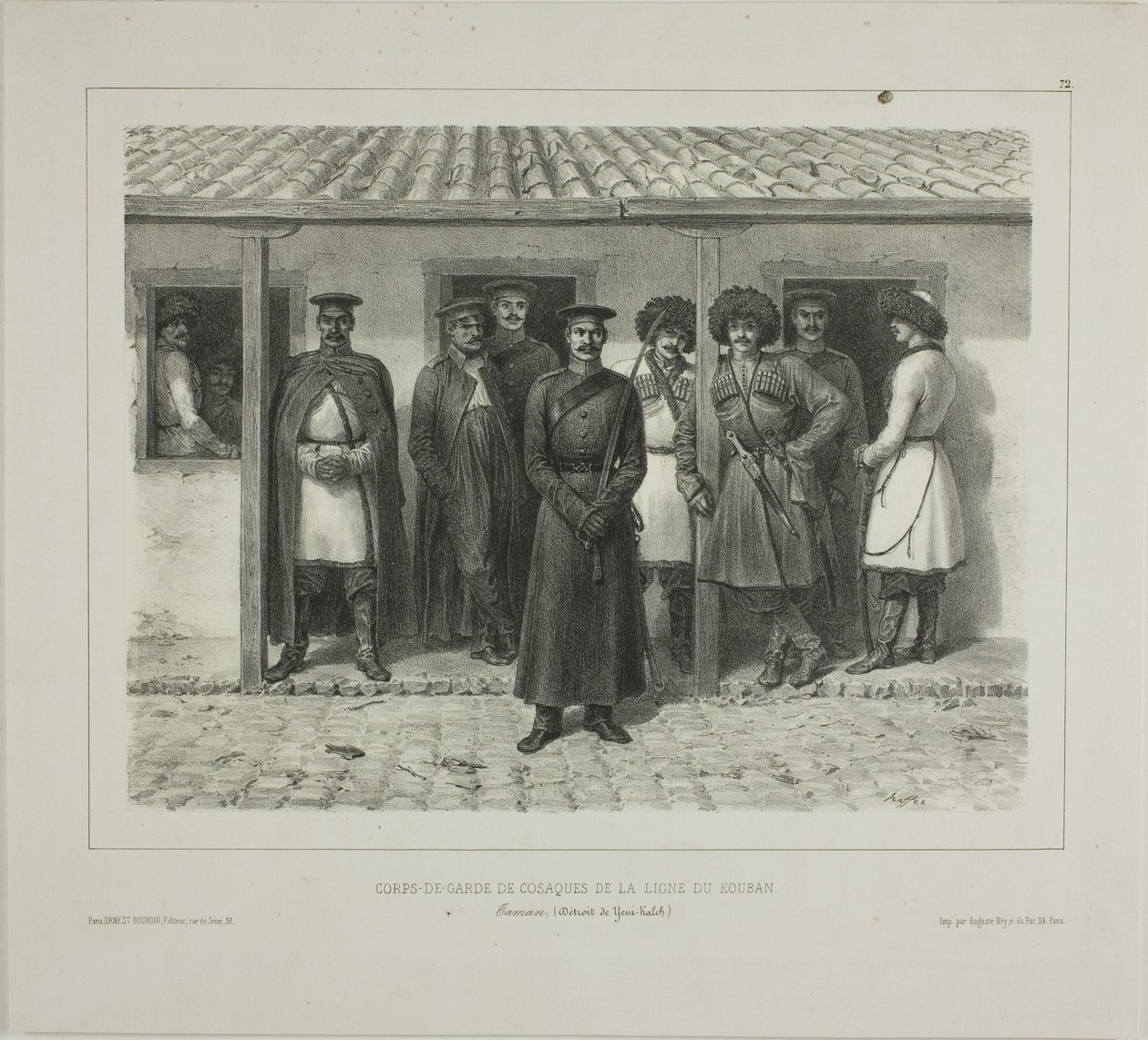 Guardas-costas cossacos da linha, Kuban, Taman, Détroit de Yéni-Kaleb, 9 de outubro de 1837 de Denis Auguste Marie Raffet