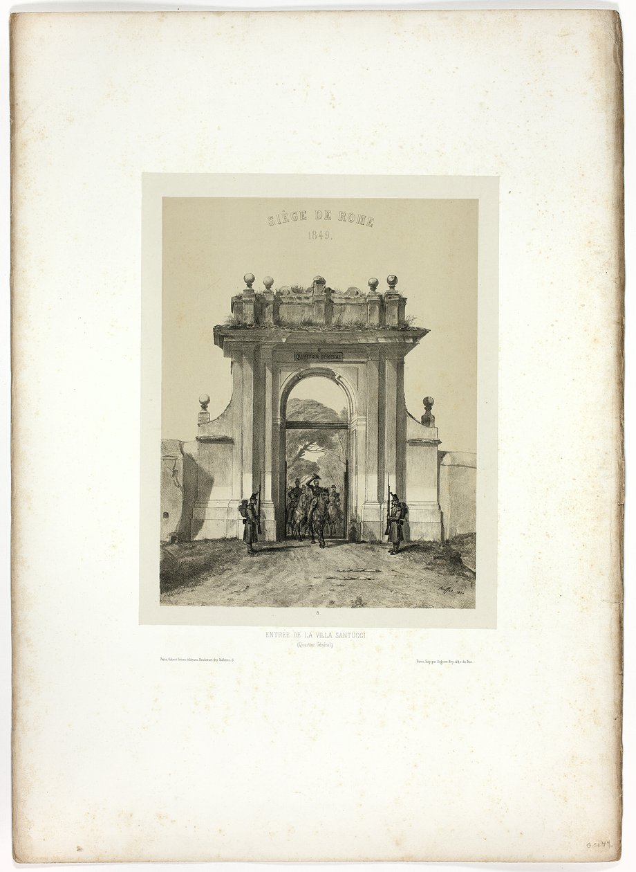 Entrando na Villa Santucci, de Lembranças da Itália: Expedição de Roma de Denis Auguste Marie Raffet