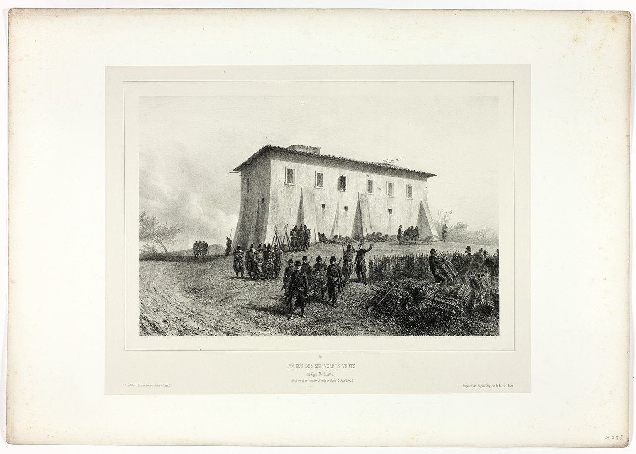 House of Six Green Shutters, from Memories of Italy: Expedition from Rome de Denis Auguste Marie Raffet
