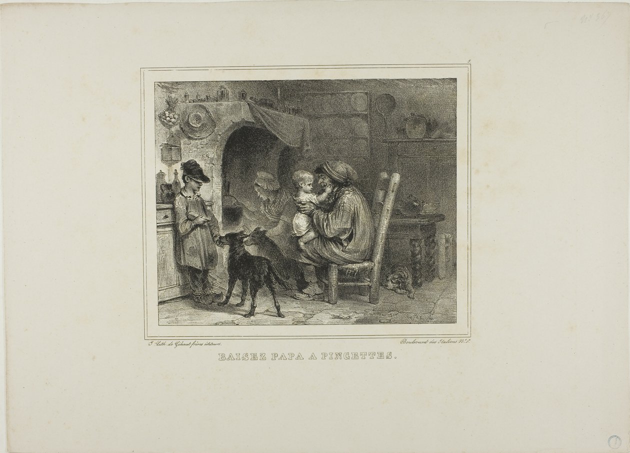Beijar o papá com beliscões de Denis Auguste Marie Raffet