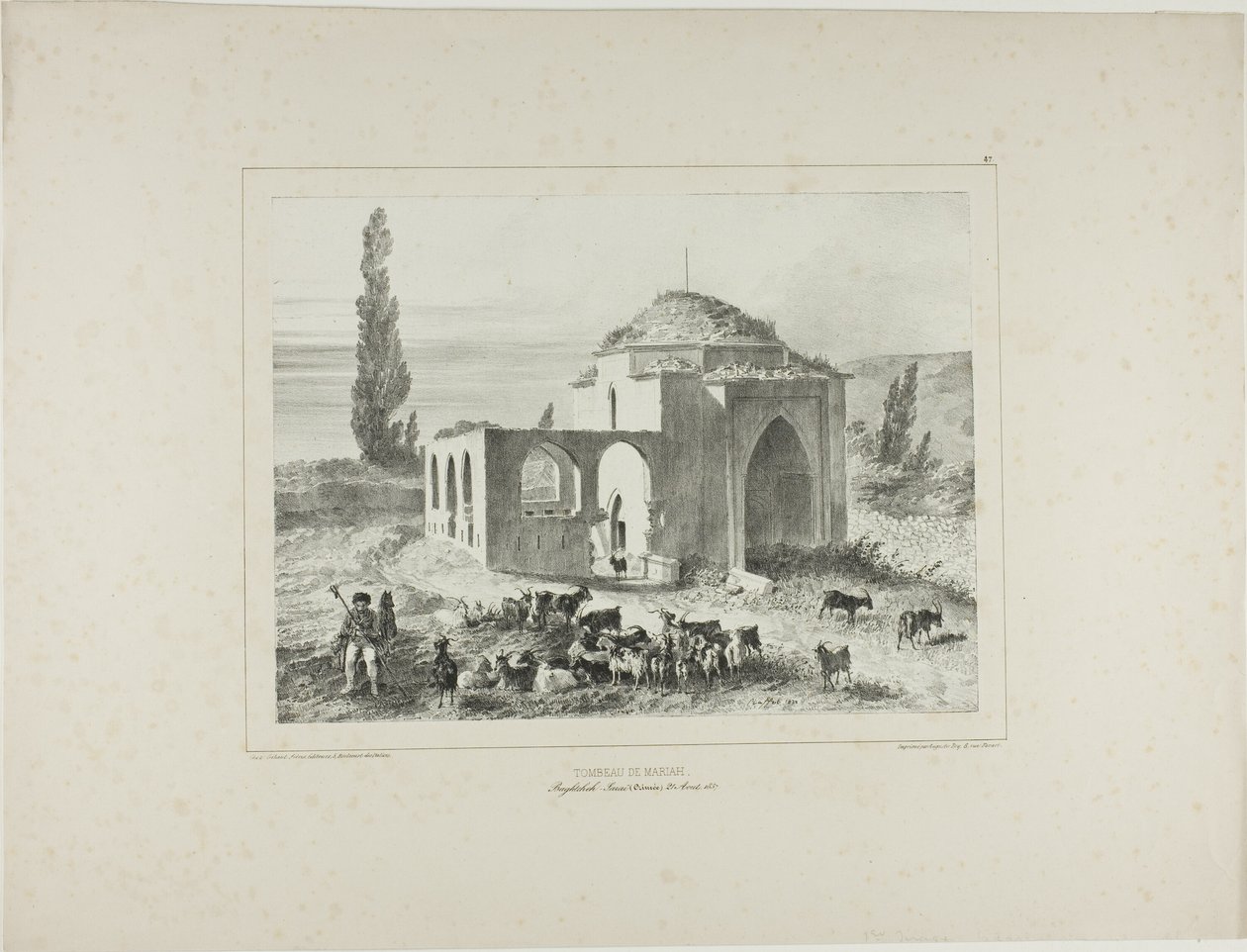 Túmulo de Mariah, Bachtcheh-Seraï, Crimeia, 21 de agosto de 1837 de Denis Auguste Marie Raffet