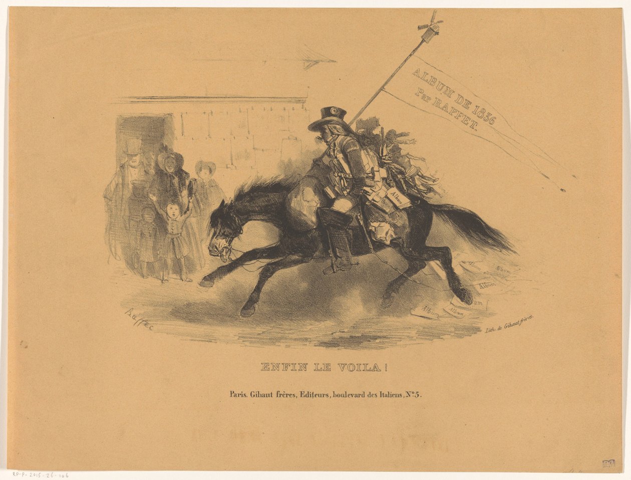 Postiljon te paard
Enfin le voila! (título sobre o objecto)
Álbum de 1836 (título da série sobre o objecto) de Denis Auguste Marie Raffet