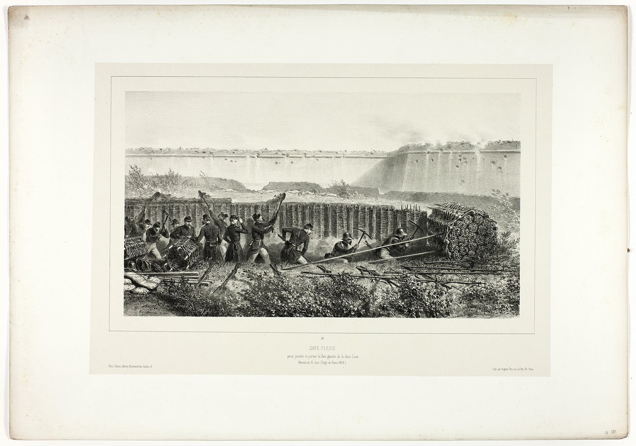 Sapping a todo vapor, de Souvenirs of Italy: Expedition from Rome de Denis Auguste Marie Raffet