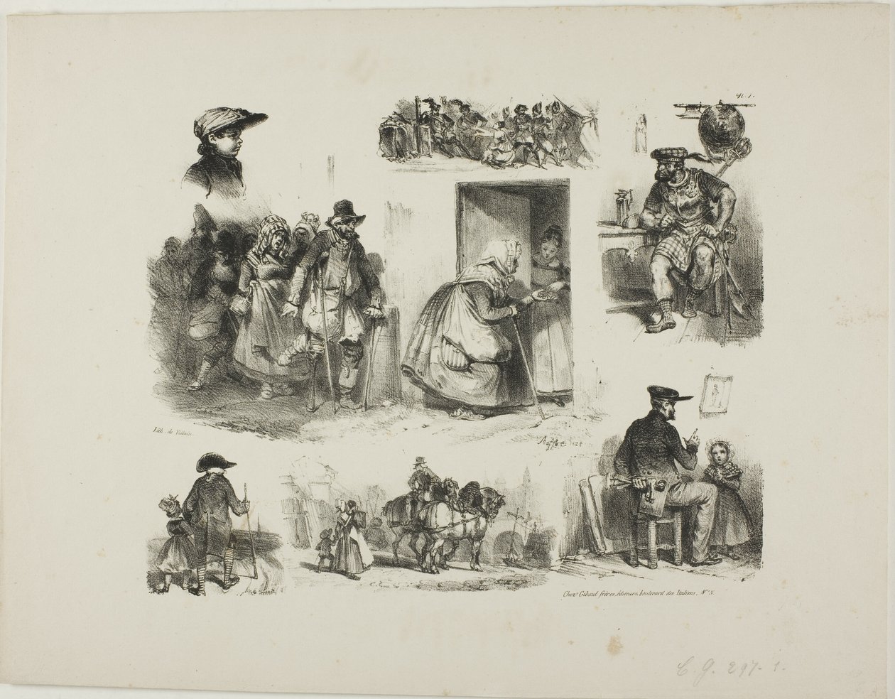 Folha de esboços de Denis Auguste Marie Raffet