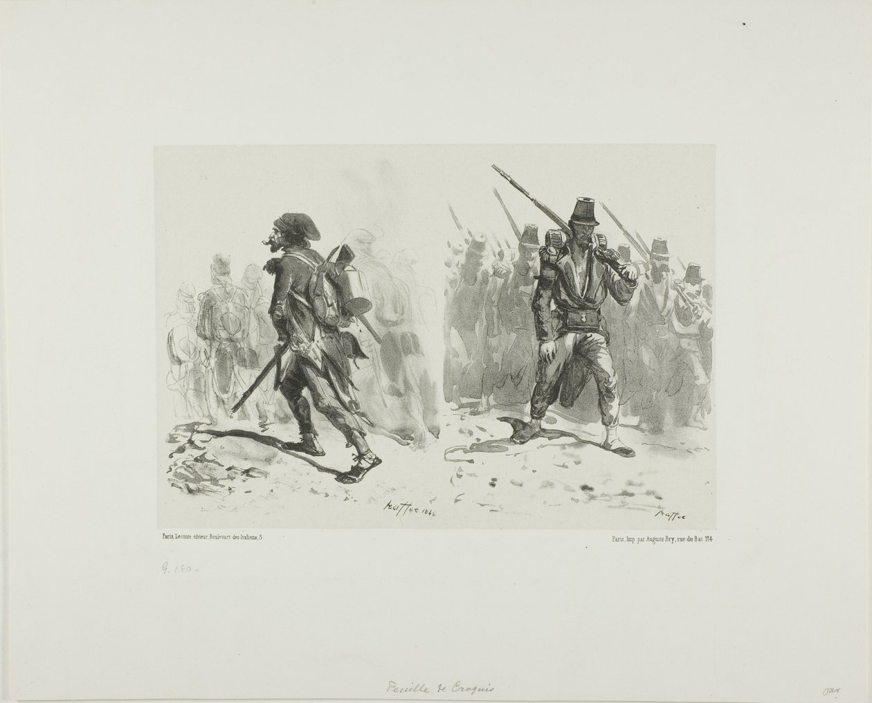 Folha de esboços de Denis Auguste Marie Raffet