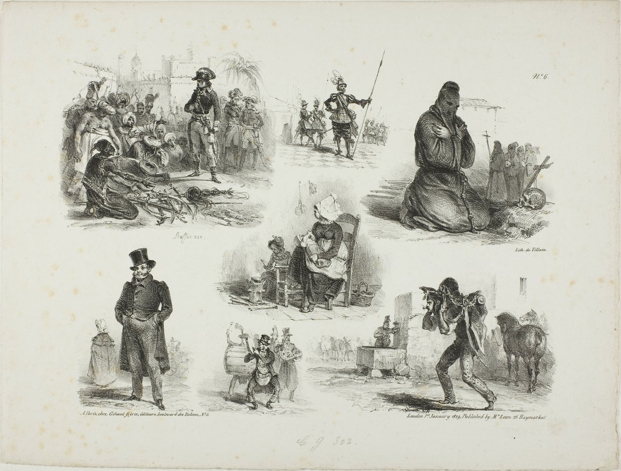 Folha de esboços de Denis Auguste Marie Raffet