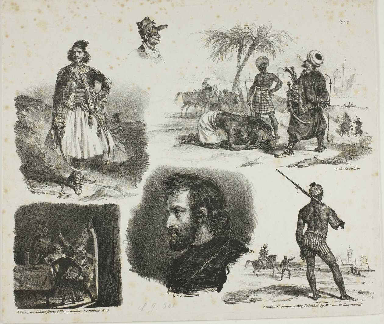 Folha de esboços de Denis Auguste Marie Raffet